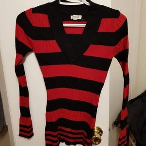 Energie red and black striped sweater